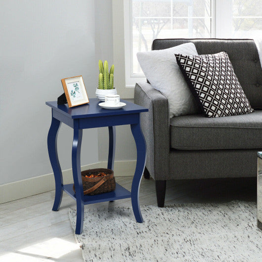 Set of 2 Side Table Sofa Table Night Stand with Shelf-Blue