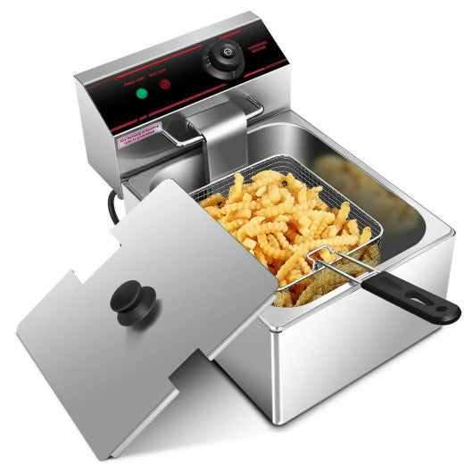 1700W Single Electric Deep Fryer with Basket Scoop Unit