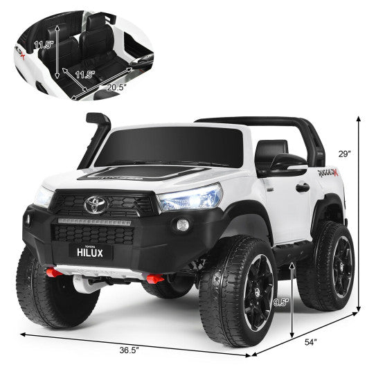 2*12V Licensed Toyota Hilux Ride On Truck Car 2-Seater 4WD with Remote White