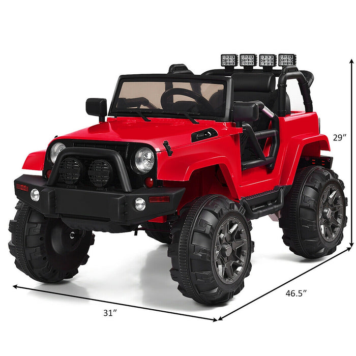 12V Kids Remote Control Riding Truck Car with LED Lights-Red