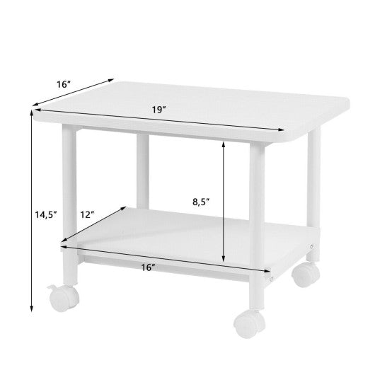 Under Desk Printer Stand with 360Â° Swivel Casters-White