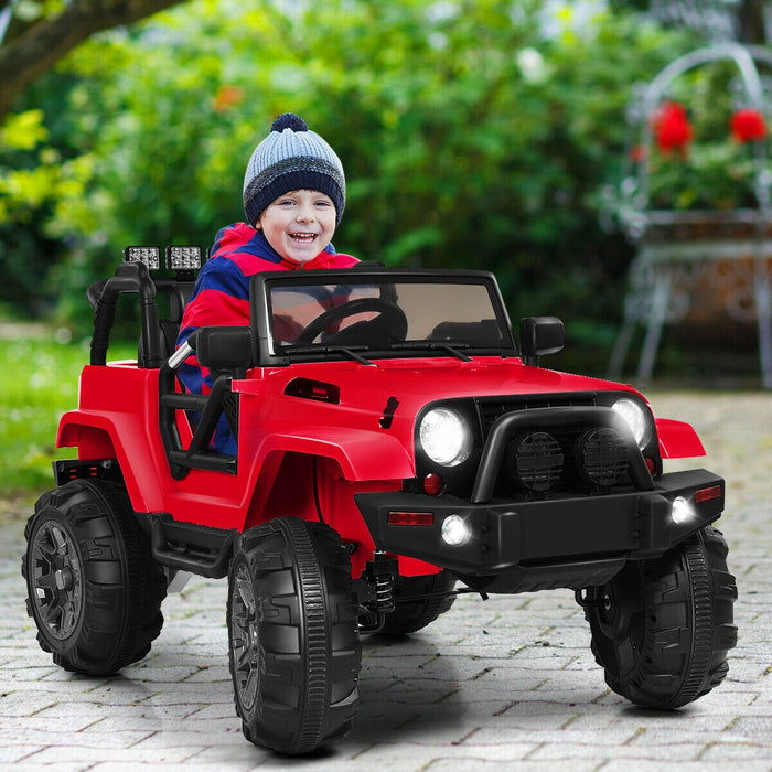 12V Kids Remote Control Riding Truck Car with LED Lights-Red