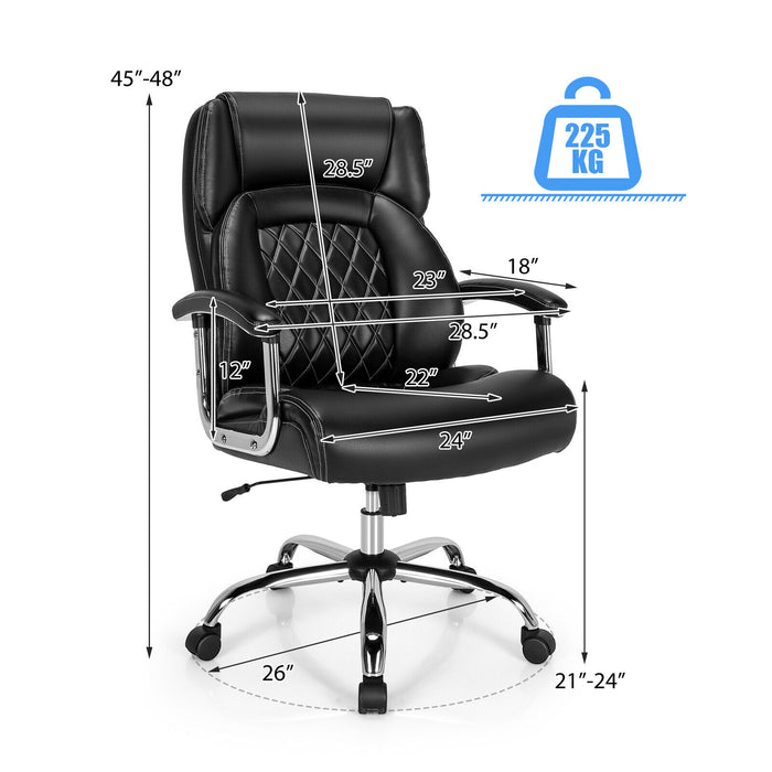 Height Adjustable Big and Tall Office Chair Computer Desk Chair with Metal Base-Black