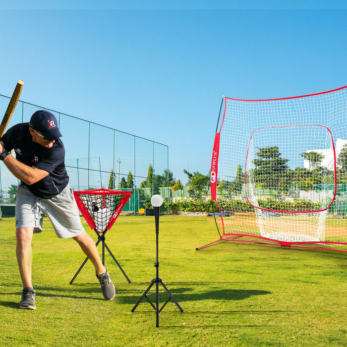 Portable Practice Net Kit with 3 Carrying Bags-Red