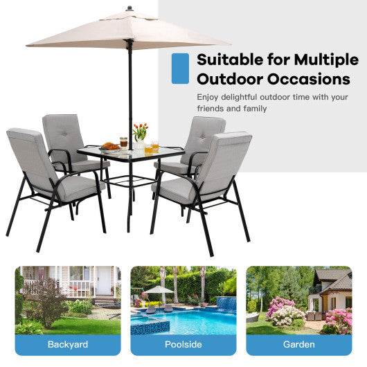 5 Feet Patio Square Market Table Umbrella Shelter with 4 Sturdy Ribs