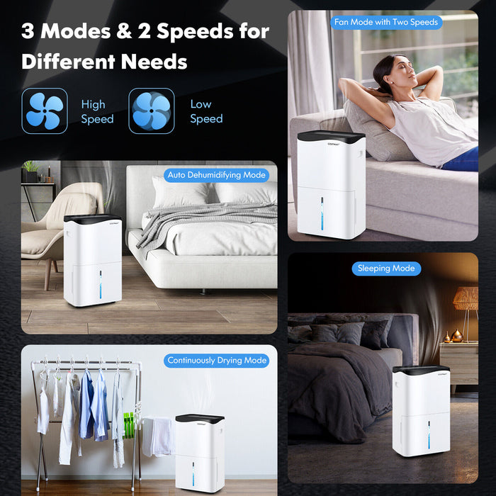 100-Pint Dehumidifier with Smart App and Alexa Control for Home and Basements-White