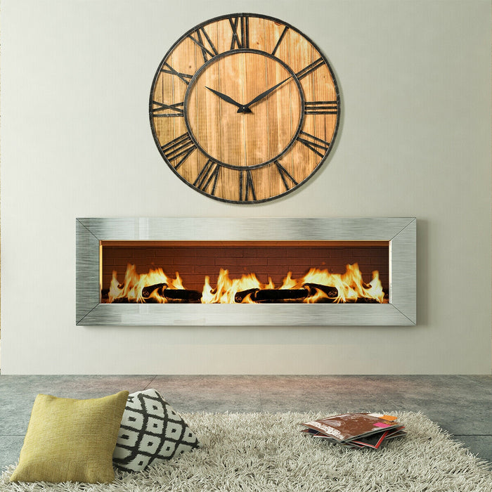 30 Inch Round Wall Clock Decorative Wooden Silent Clock with Battery