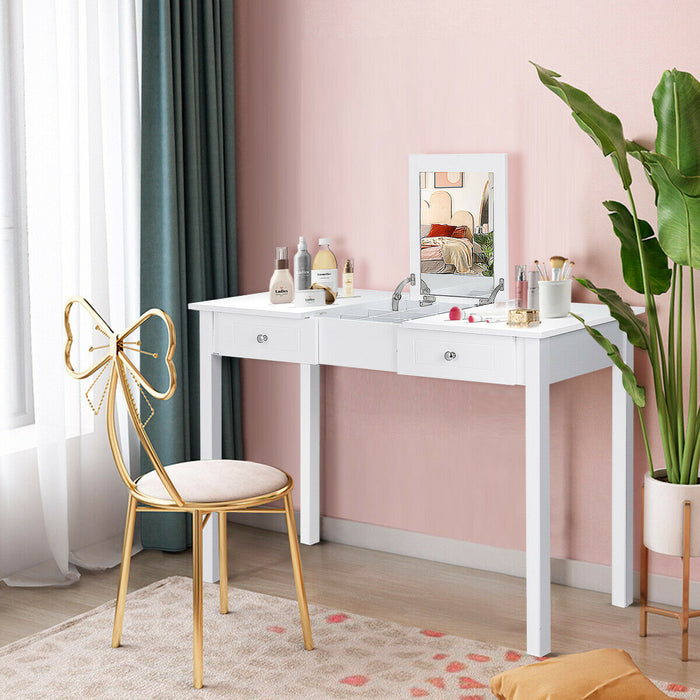 Modern Vanity Dressing Table with 1 Flip Top Mirror and 2 Drawers