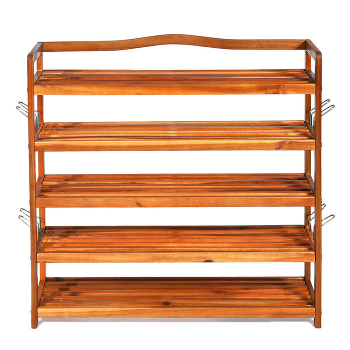 5-Tier Wood Large Shoe Rack Holds up 12-18 Pairs