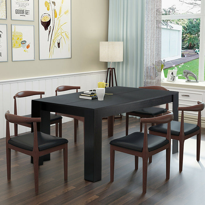 63 Inch Rectangular Modern Dining Kitchen Table for 6 People-Black