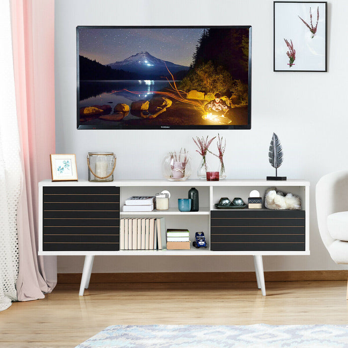 Mid-Century Modern TV Stand for TVs up to 65 Inch with Storage Shelves