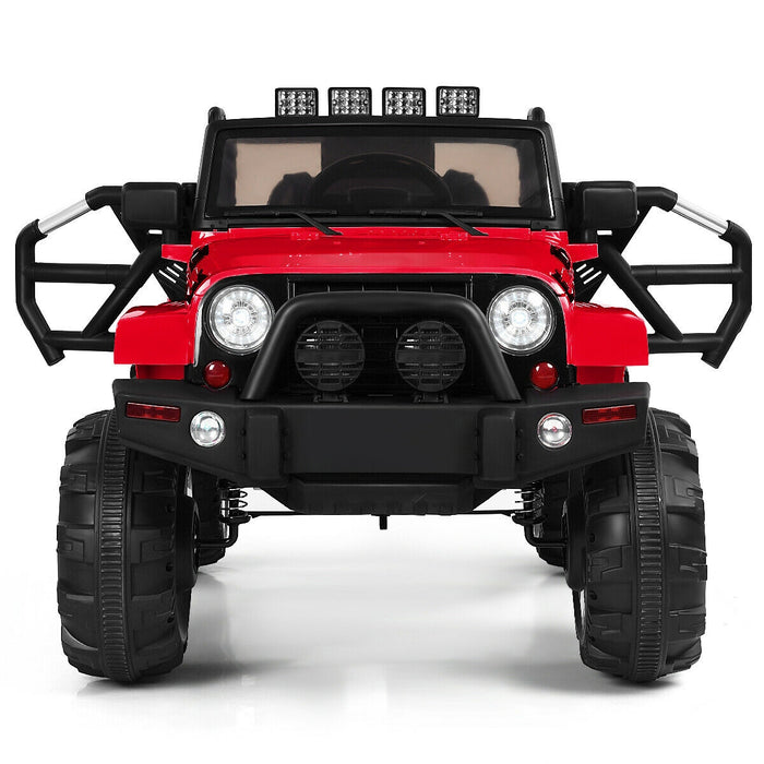 12V Kids Remote Control Riding Truck Car with LED Lights-Red