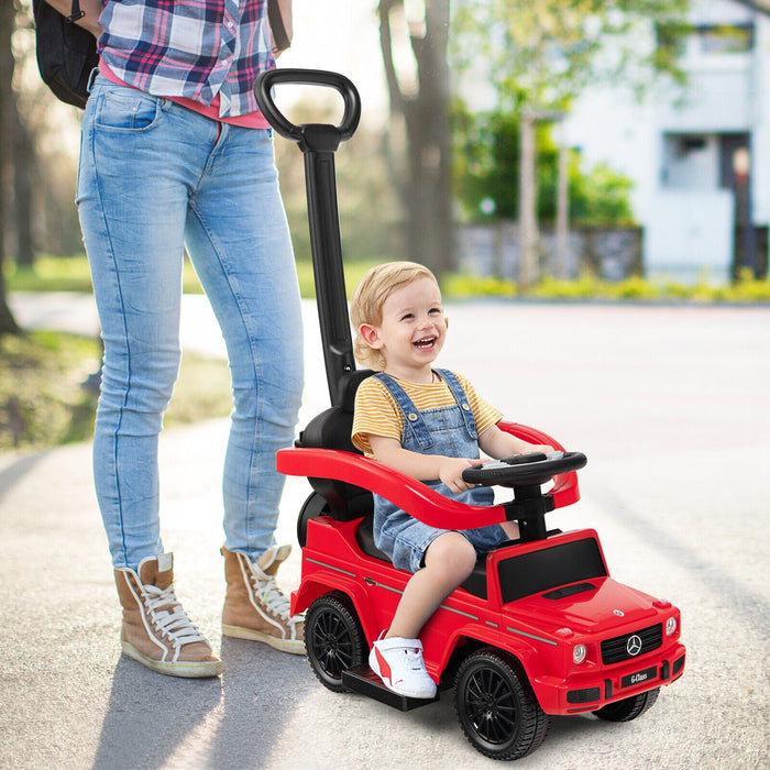 3-In-1 Ride on Push Car Mercedes Benz G350 Stroller Sliding Car with Canopy-Red