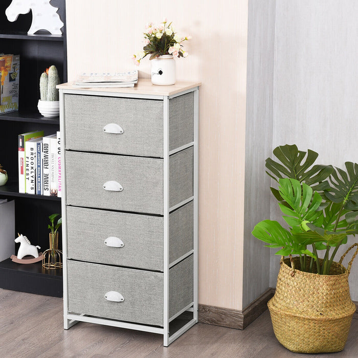 Chest Storage Tower Side Table Display Storage with 4 Drawers-Gray