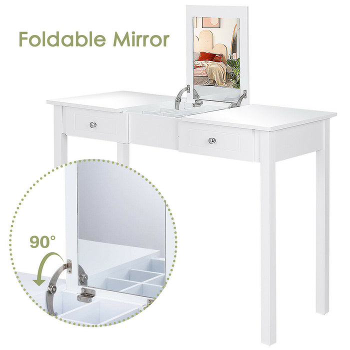 Modern Vanity Dressing Table with 1 Flip Top Mirror and 2 Drawers