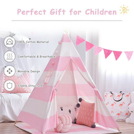 5' White & Pink Portable Indian Children Sleeping Dome Play Tent