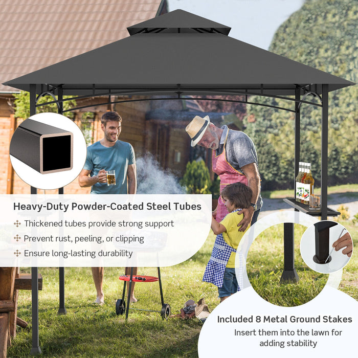 8 x 5 Feet Outdoor Barbecue Grill Gazebo Canopy Tent BBQ Shelter-Dark Gray