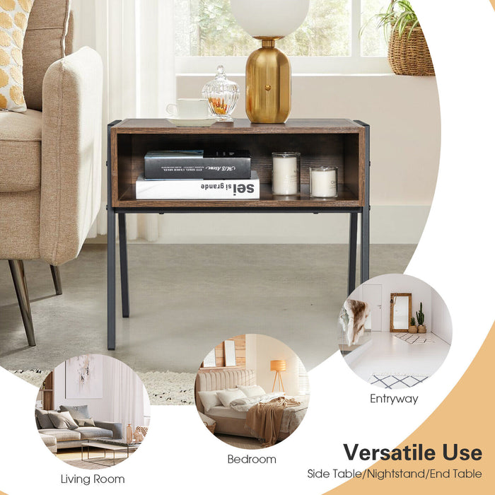 Stackable Night Stand Shelf Accent Table with Metal Frame