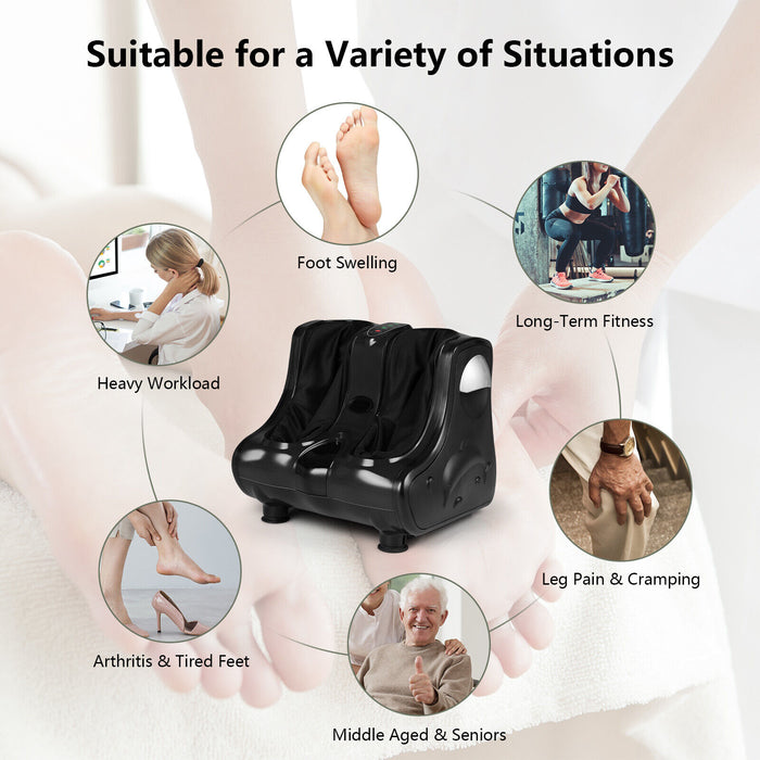 Foot and Calf Massager with Heat Vibration Deep Kneading and Shiatsu-Black