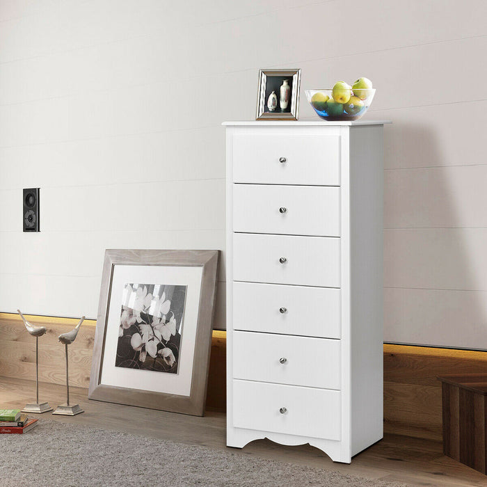 6 Drawers Chest Dresser Clothes Storage Bedroom Furniture Cabinet-White