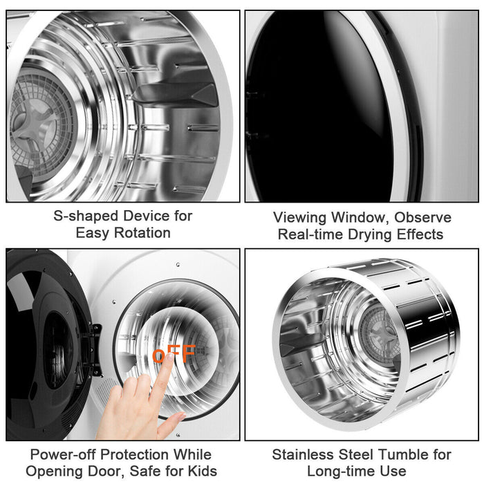 1700W Electric Tumble Laundry Dryer with Steel Tub