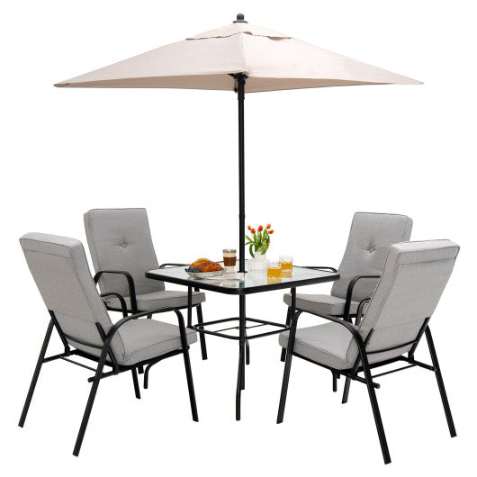 5 Feet Patio Square Market Table Umbrella Shelter with 4 Sturdy Ribs