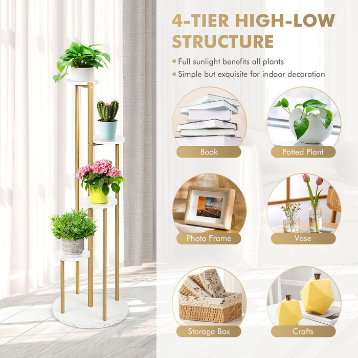 4-Tier 48.5 Inch Metal Plant Stand-White