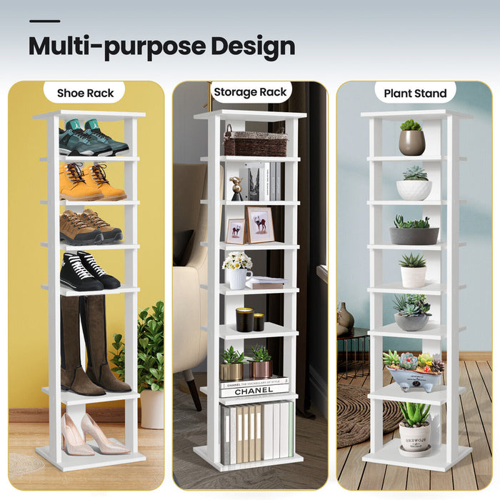 7-Tier Slim Wooden Vertical Shoe Rack for Entryway-White