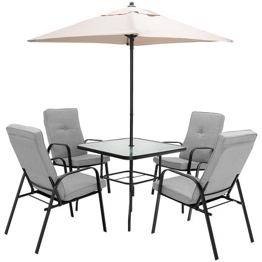 5 Feet Patio Square Market Table Umbrella Shelter with 4 Sturdy Ribs