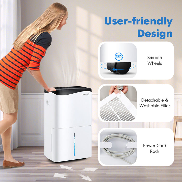 100-Pint Dehumidifier with Smart App and Alexa Control for Home and Basements-White