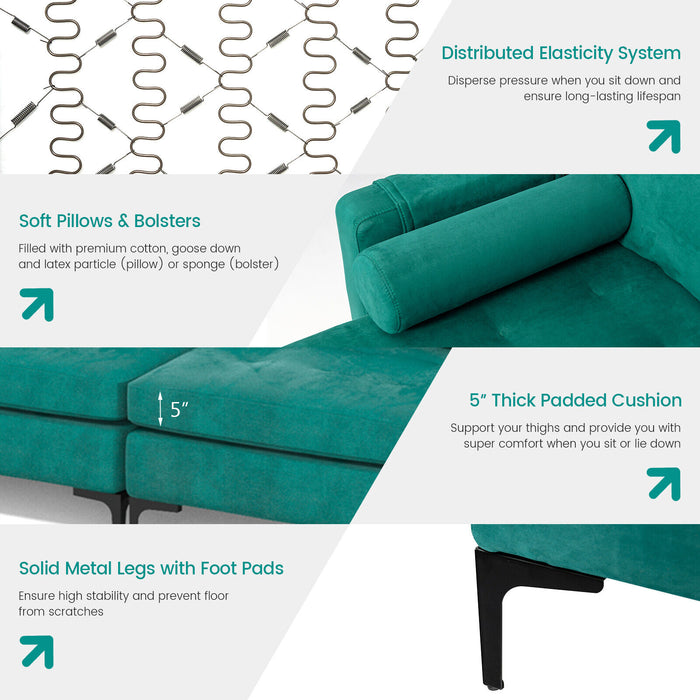 Modular 1/2/3/4-Seat L-Shaped Sectional Sofa Couch with Socket USB Port-4-Seat L-shaped with 2 USB Ports