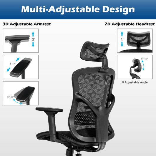 Ergonomic High Back Mesh Adjustable Swivel Office Chair-Black