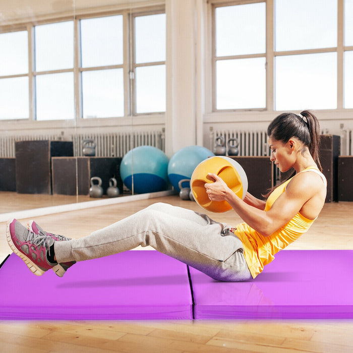 6 x 2 Feet Folding Gymnastic Mat with Carrying Handles for Yoga-Purple