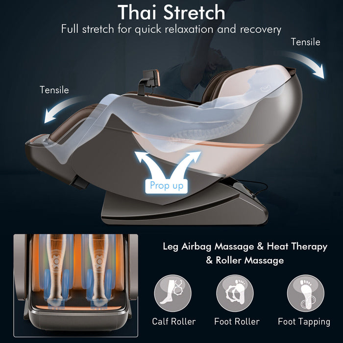 Therapy 22 - SL Track Full Body Zero Gravity Massage Chair Recliner Thai Stretch Heat Roller-Brown