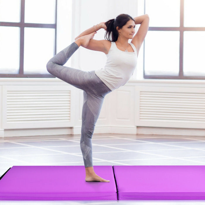 6 x 2 Feet Folding Gymnastic Mat with Carrying Handles for Yoga-Purple