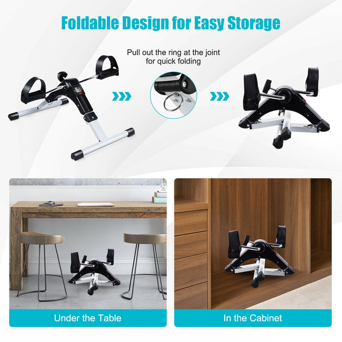 Folding Under Desk Indoor Pedal Exercise Bike for Arms Legs