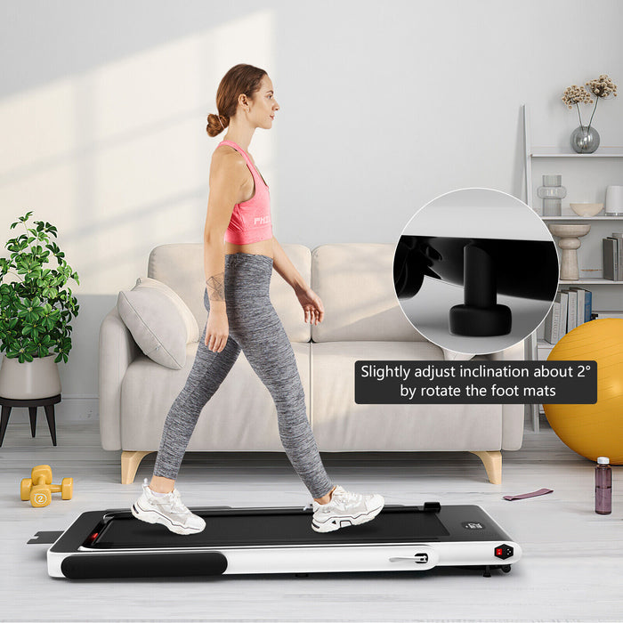 2.25HP 2 in 1 Folding Treadmill with APP Speaker Remote Control-White