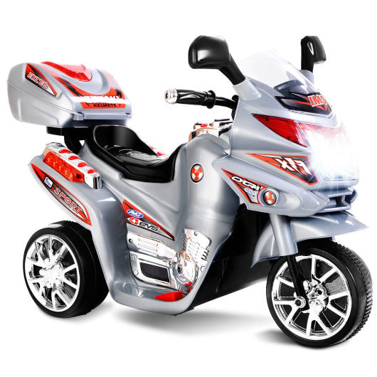 20-day Presell 3 Wheel Kids Ride On Motorcycle 6V Battery Powered Electric Toy Power Bicyle New-Gray