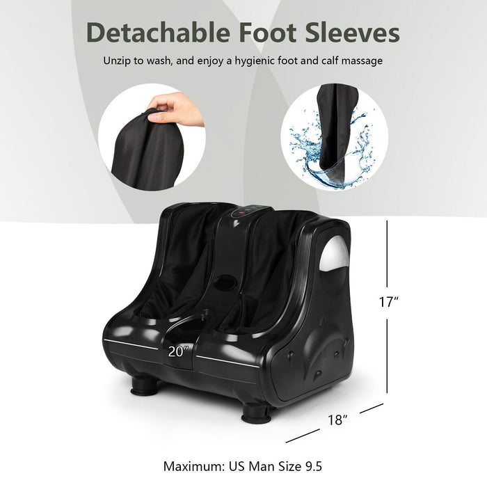 Foot and Calf Massager with Heat Vibration Deep Kneading and Shiatsu-Black