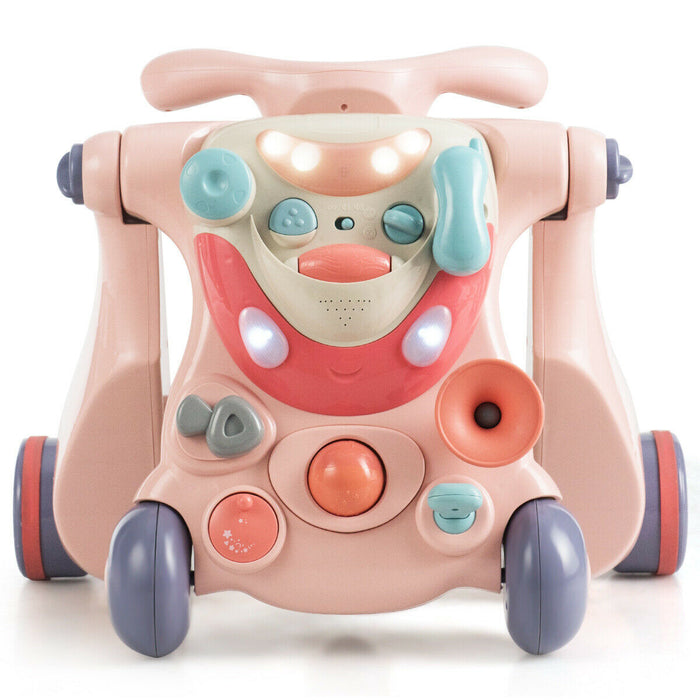 2-in-1 Baby Walker with Activity Center-Pink