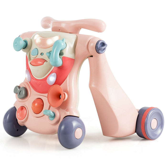 2-in-1 Baby Walker with Activity Center-Pink