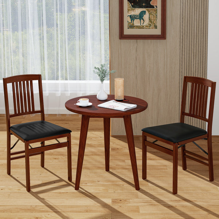 Set of 2 Foldable Upholstered Kitchen Chairs with Padded Seat-Brown