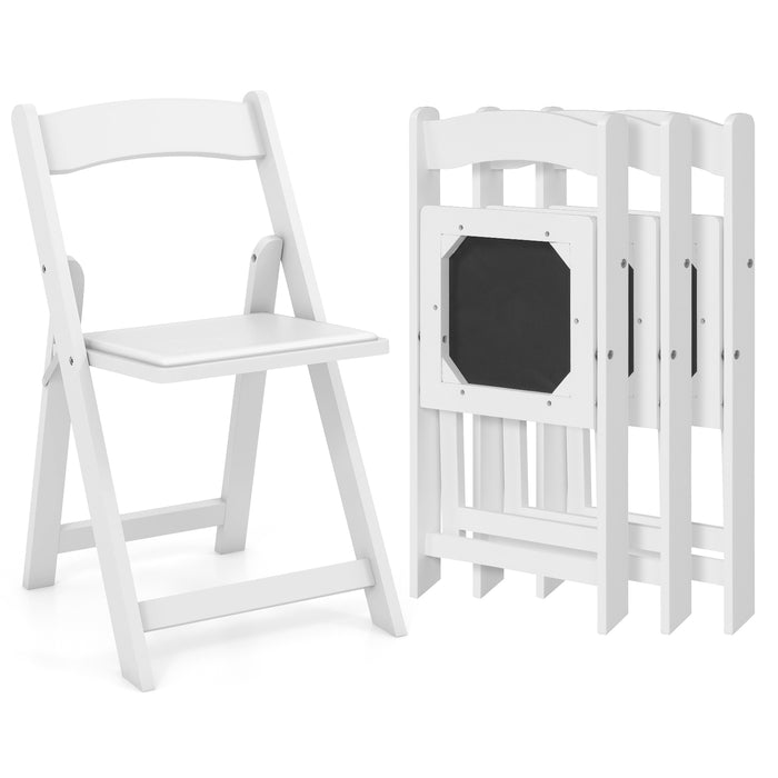 Set of 4 Dining Chairs Foldable Kitchen Chair with Rubber Wood Legs and Padded Seat-White