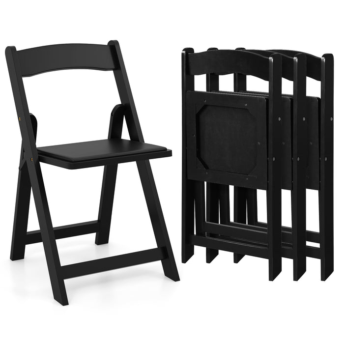 Set of 4 Dining Chairs Foldable Kitchen Chair with Rubber Wood Legs and Padded Seat-Black