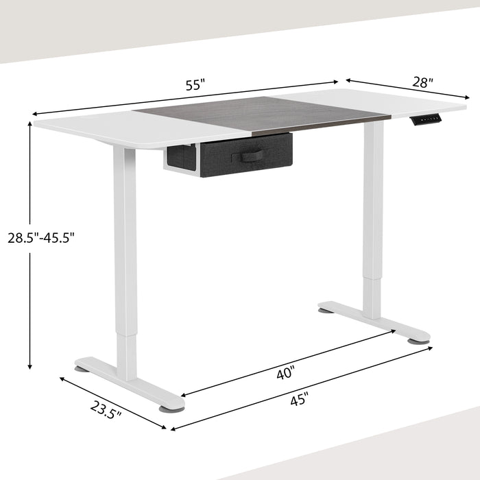 Height Adjustable Electric Standing Desk with USB Charging Port-Gray