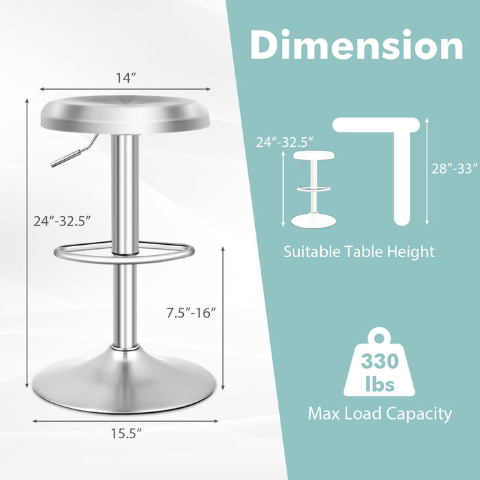 Modern Swivel Adjustable Height Bar Stool with Footrest-2 Pieces