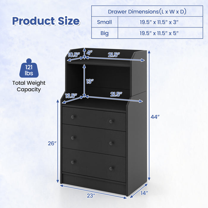 Modern Storage Dresser with Anti-toppling Device-Black