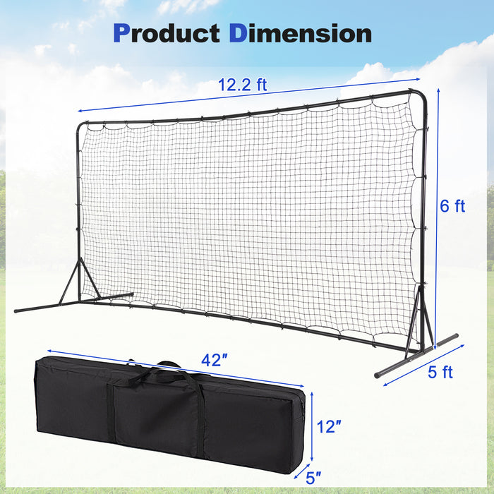 12 x 6 Feet Soccer Rebounder Net with All Weather Net-Black