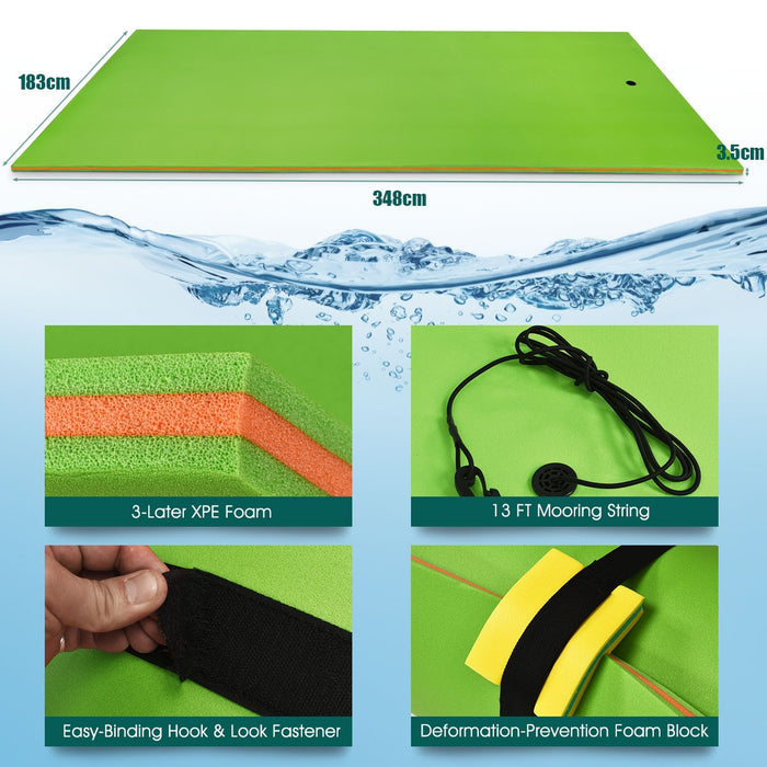 12â€™ x 6â€™ 3 Layer Floating Water Pad-Green