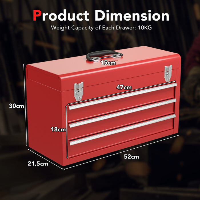 Portable Garage Mechanic Tool Cabinet Box with 3 Drawers